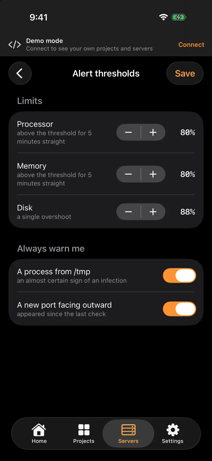 Alert thresholds