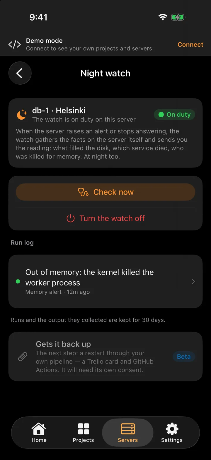 Night watch on a server